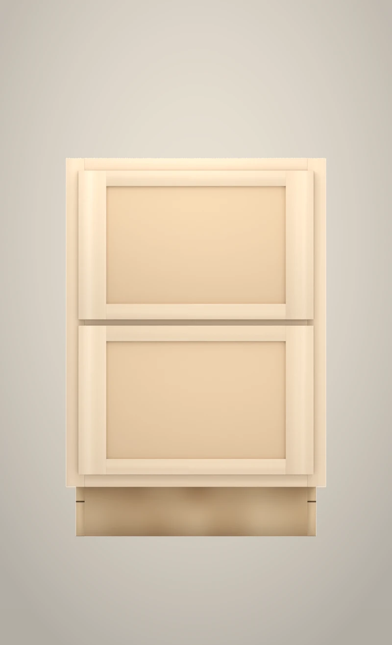 Brushhollow 21" bathroom 2-drawer base, 32" finished, Flat unfinished front