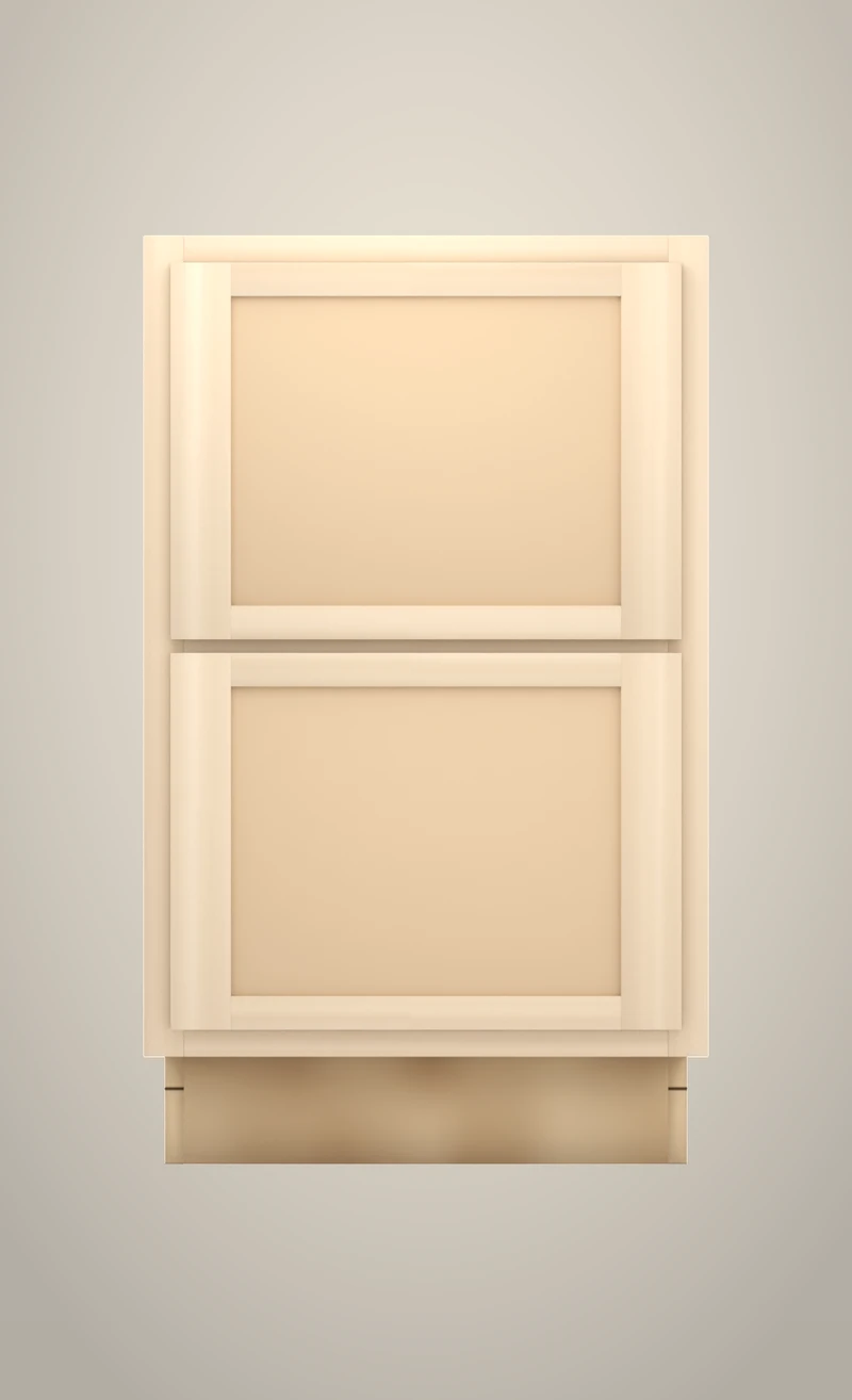Brushhollow 21" bathroom 2-drawer base, 36" finished, Flat unfinished front