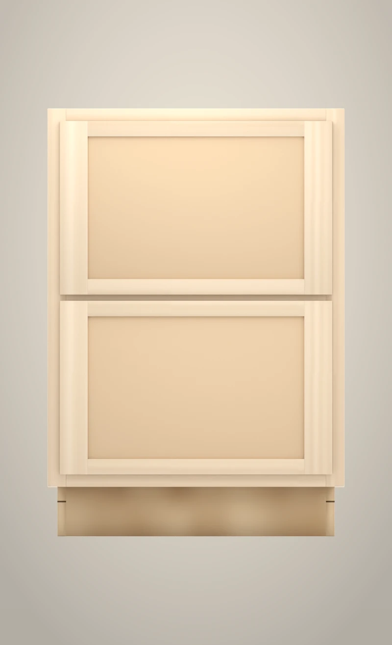 Brushhollow 24" bathroom 2-drawer base, 36" finished, Flat unfinished front