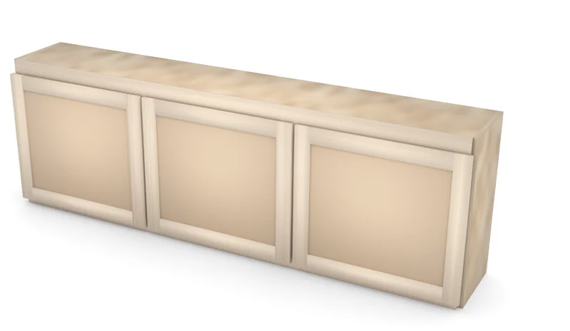 72" x 24" Entertainment Center Bridge with Doors, 3/4 view, unfinished