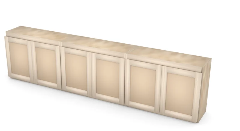 96" x 24" Entertainment Center Bridge with Doors, 3/4 view, unfinished