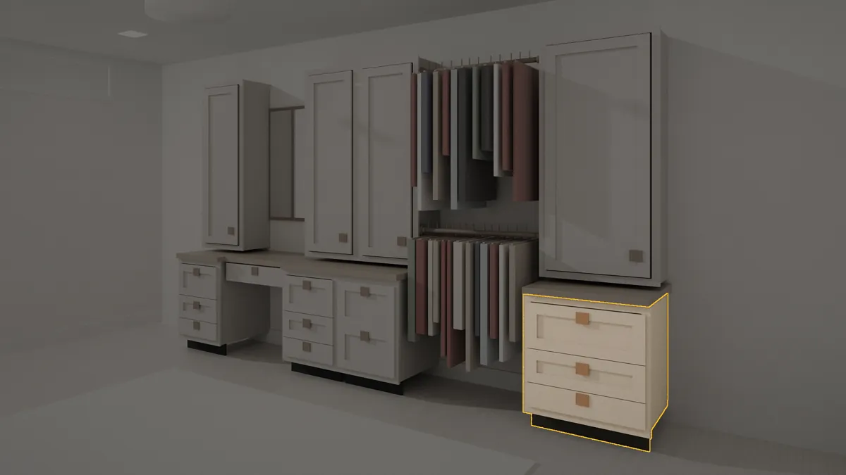 CL-DBG-24 shown in a finished walk-in closet
