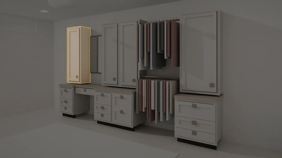 CL-UP-18 shown in a finished walk-in closet