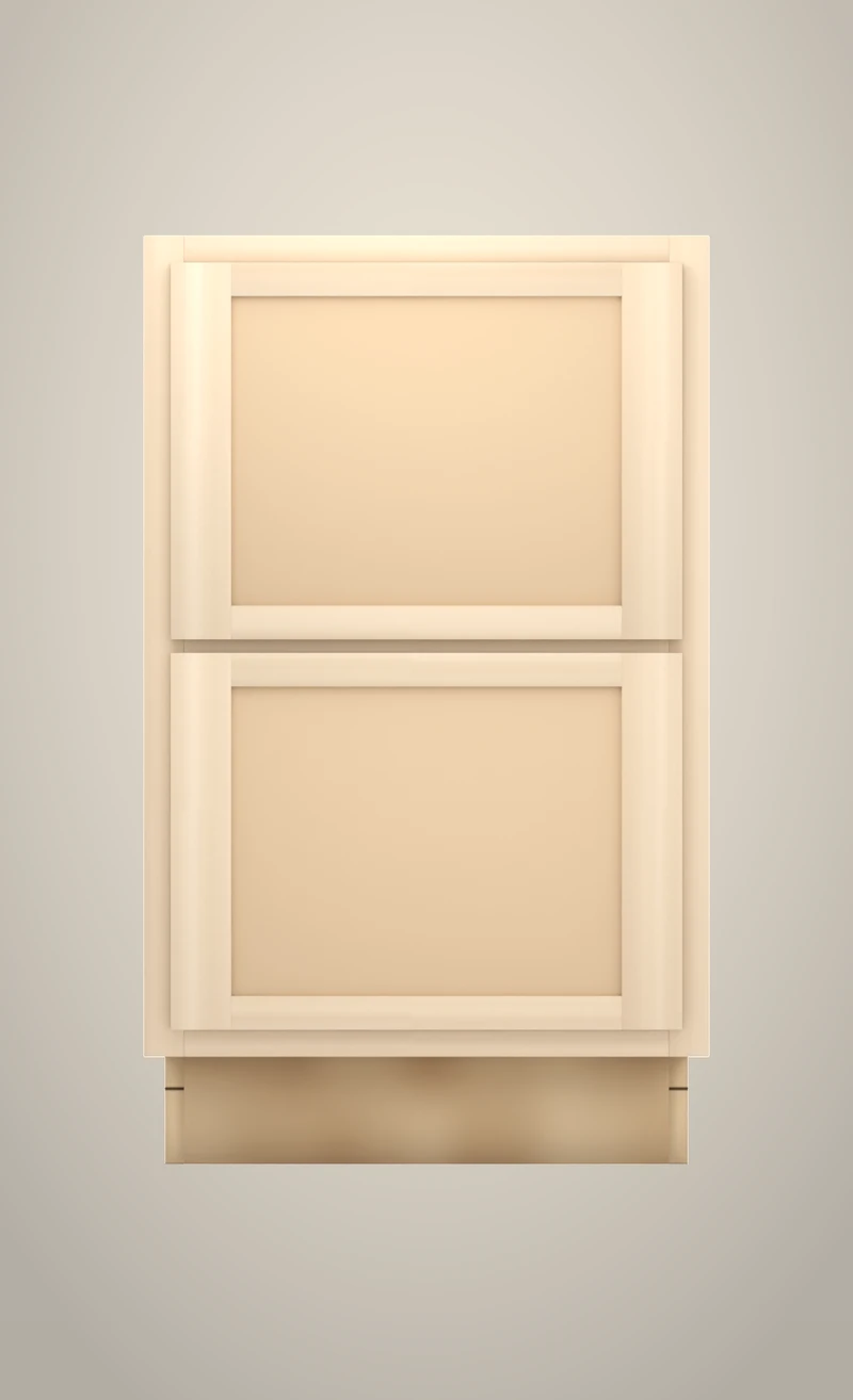 Brushhollow 21" 2-drawer base, Shaker Flat unfinished front