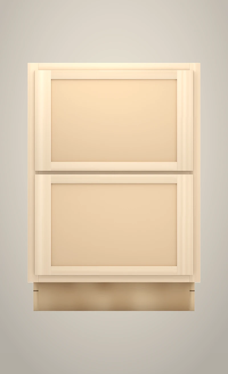 Brushhollow 24" 2-drawer base, Shaker Flat unfinished front