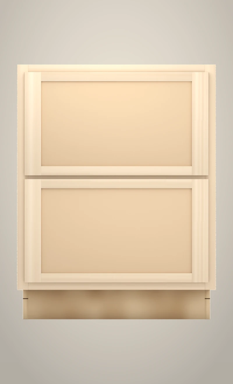 Brushhollow 27" 2-drawer base, Shaker Flat unfinished front