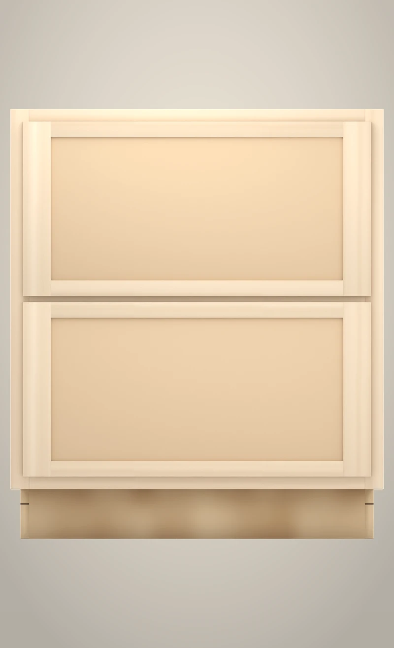 Brushhollow 30" 2-drawer base, Shaker Flat unfinished front