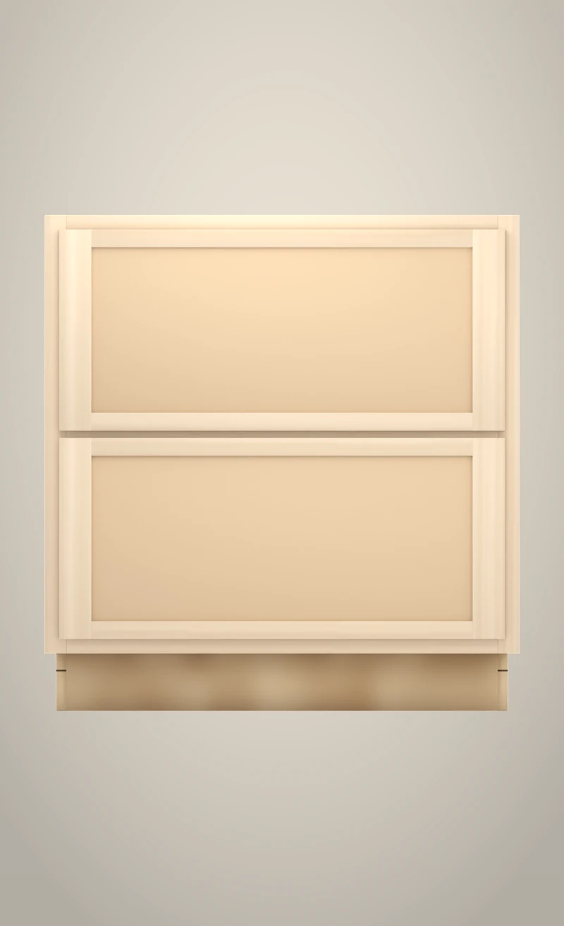 Brushhollow 33" 2-drawer base, Shaker Flat unfinished front