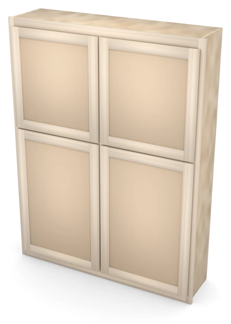 48" x 63" Entertainment Center Upper with Doors, 3/4 view, unfinished