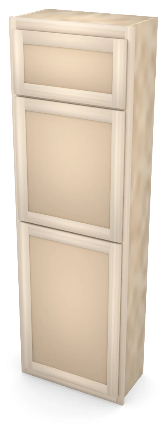 24" x 75" Entertainment Center Upper with Doors, 3/4 view, unfinished