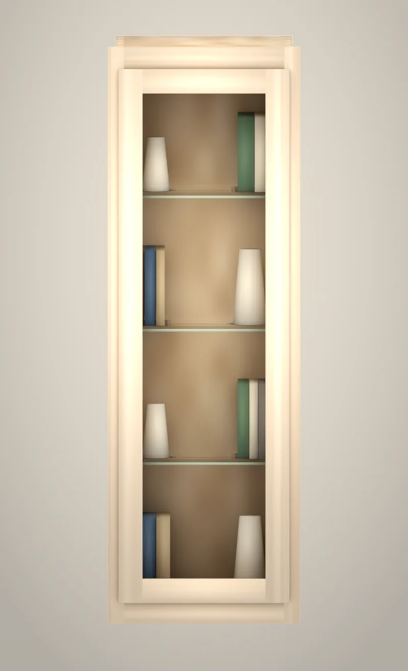18" x 54" Brushhollow library glass-ready curio upper unfinished front