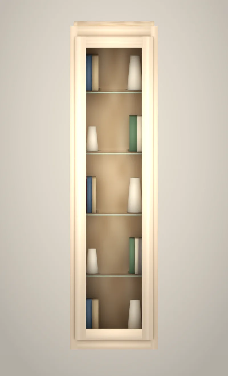 18" x 66" Brushhollow library glass-ready curio upper unfinished front