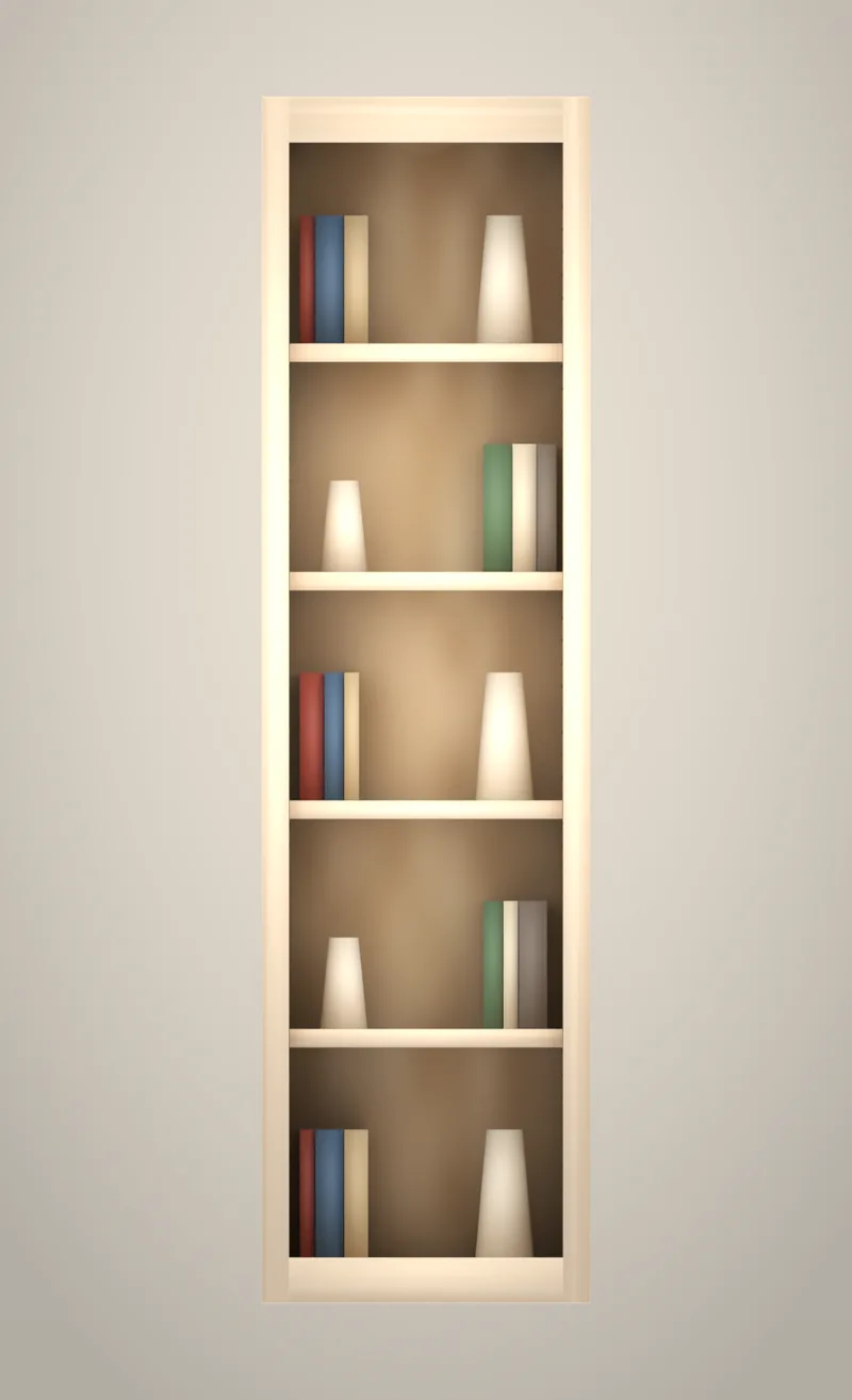 18" x 66" Brushhollow library open bookshelf upper unfinished front