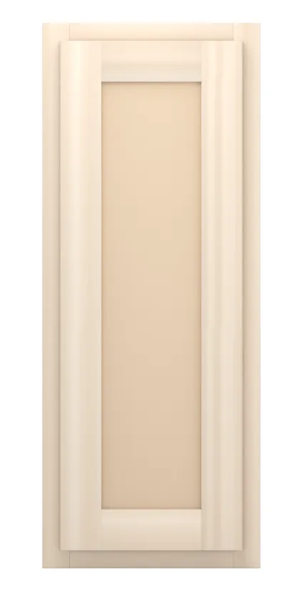 12" wide x 30" tall wall cabinet, one door, flat panel doors, front view, unfinished