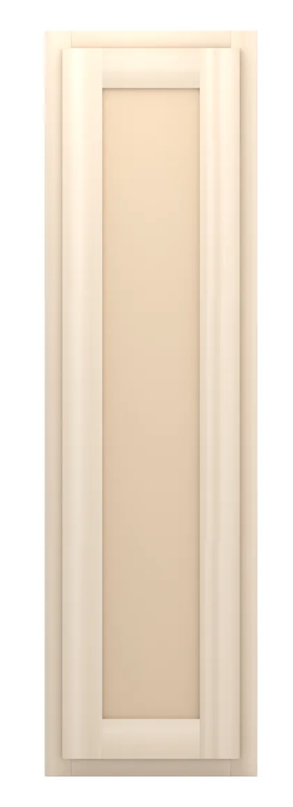 12" wide x 42" tall wall cabinet, one door, flat panel doors, front view, unfinished