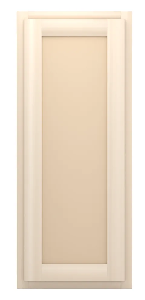15" wide x 36" tall wall cabinet, one door, flat panel doors, front view, unfinished