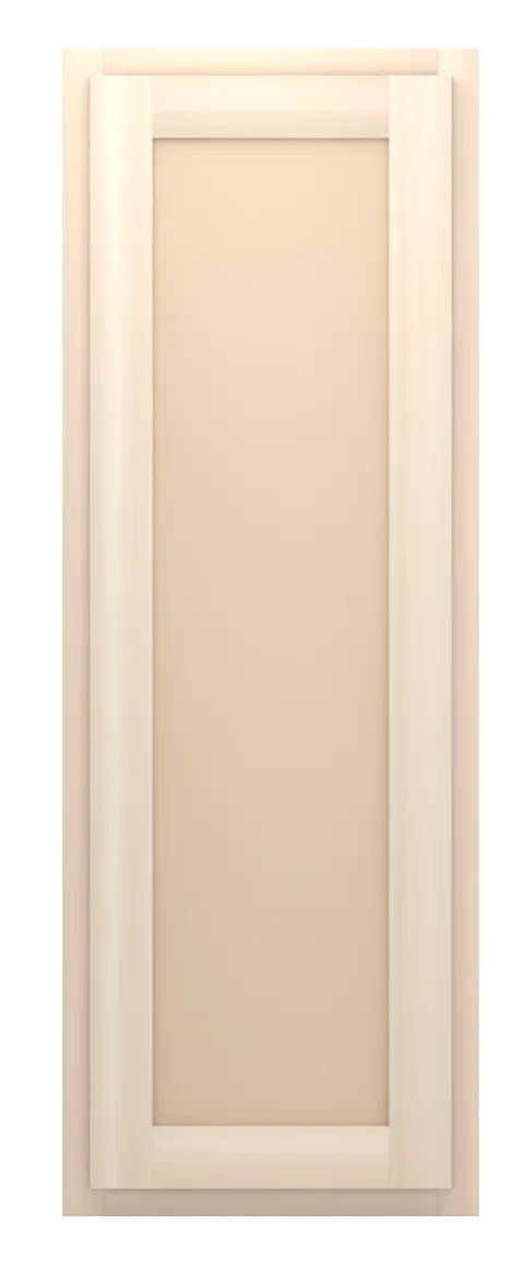 15" wide x 42" tall wall cabinet, one door, flat panel doors, front view, unfinished