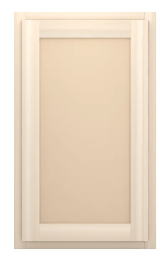 18" wide x 30" tall wall cabinet, one door, flat panel doors, front view, unfinished