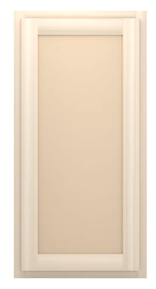 18" wide x 36" tall wall cabinet, one door, flat panel doors, front view, unfinished