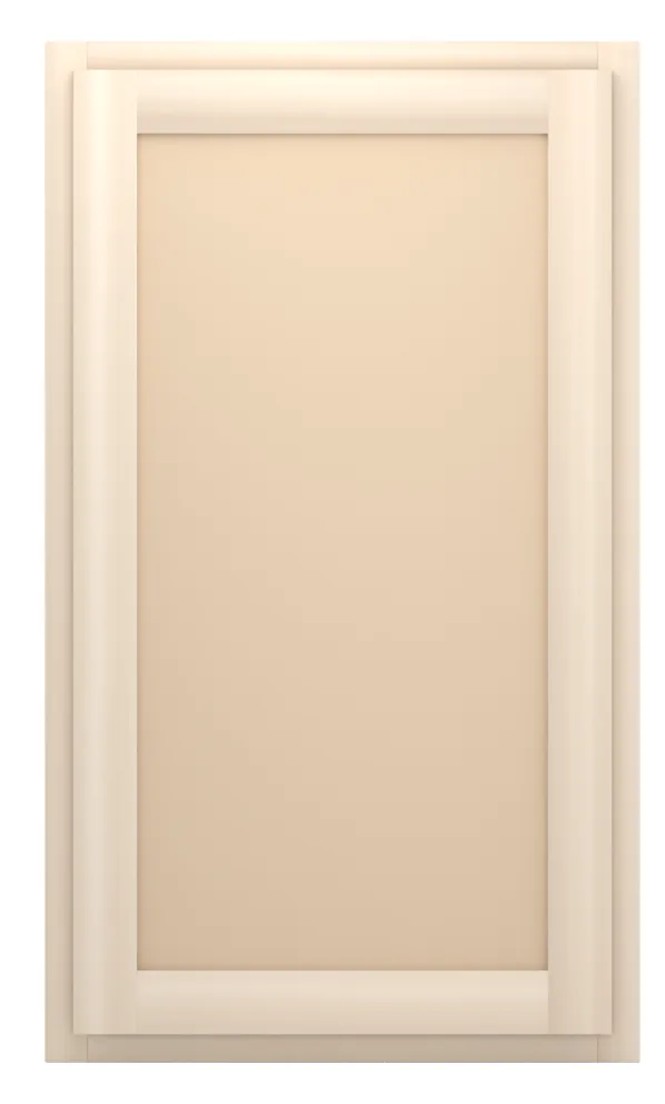 21" wide x 36" tall wall cabinet, one door, flat panel doors, front view, unfinished