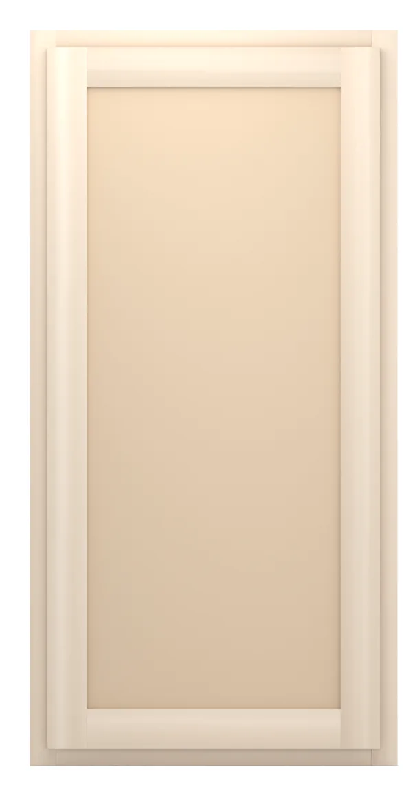 21" wide x 42" tall wall cabinet, one door, flat panel doors, front view, unfinished