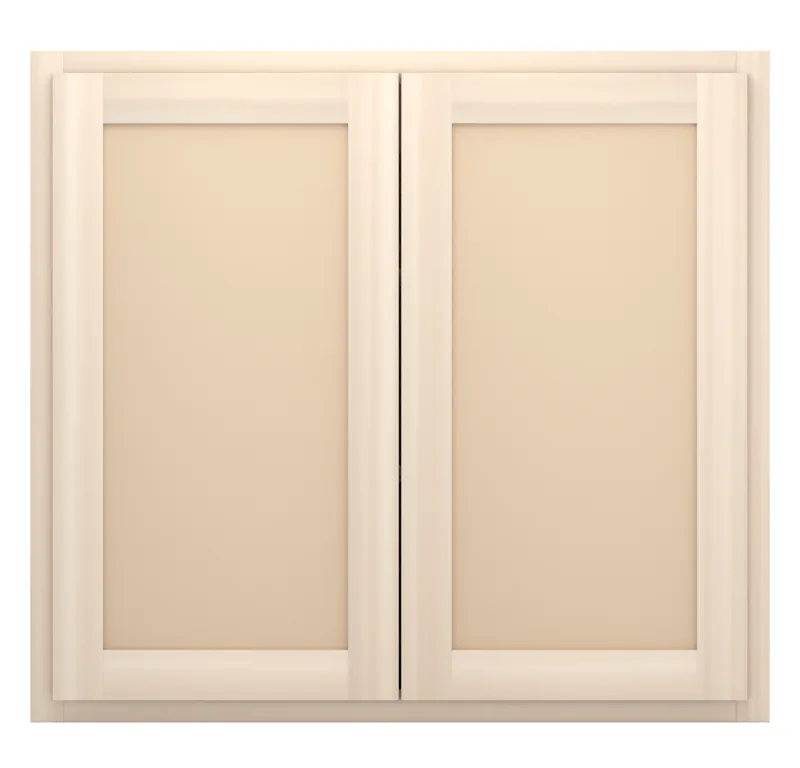 33" wide x 30" tall wall cabinet, two doors, flat panel doors, front view, unfinished