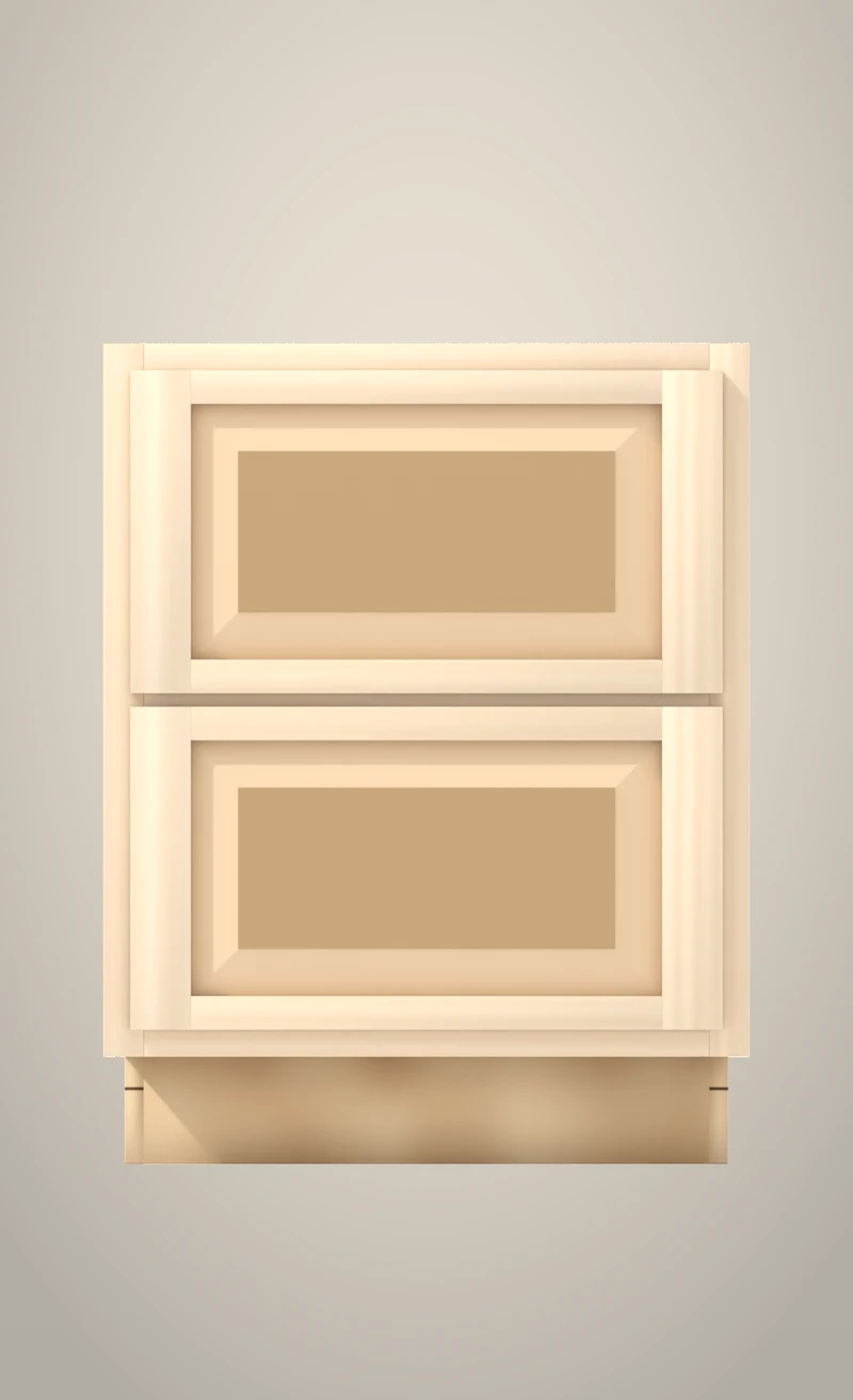 Ridgehollow 24" bathroom 2-drawer base, 32" finished, Raised unfinished front