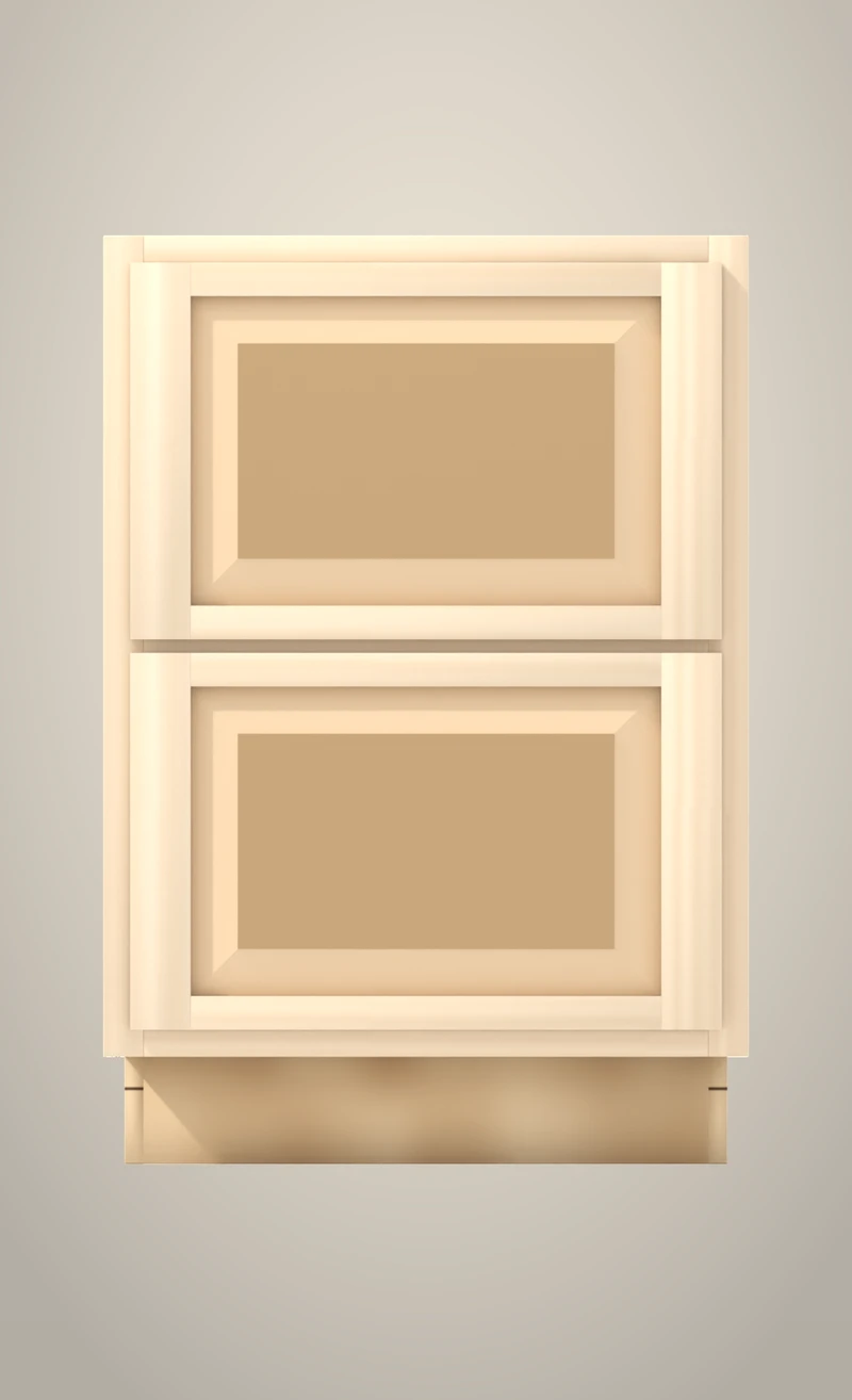 Ridgehollow 24" bathroom 2-drawer base, 36" finished, Raised unfinished front