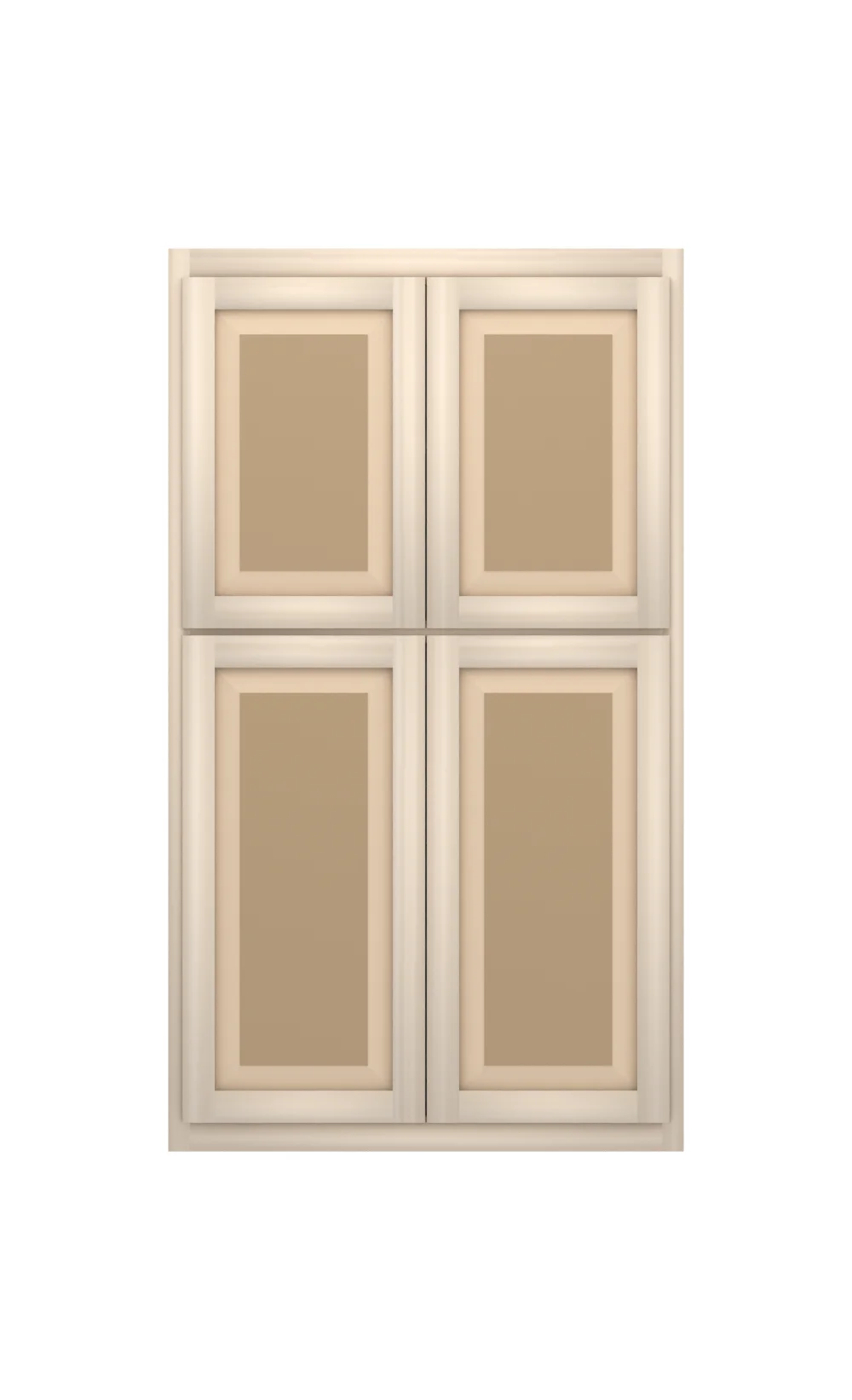 Ridgehollow 36" × 63" entertainment upper with doors, raised panel, front view, unfinished