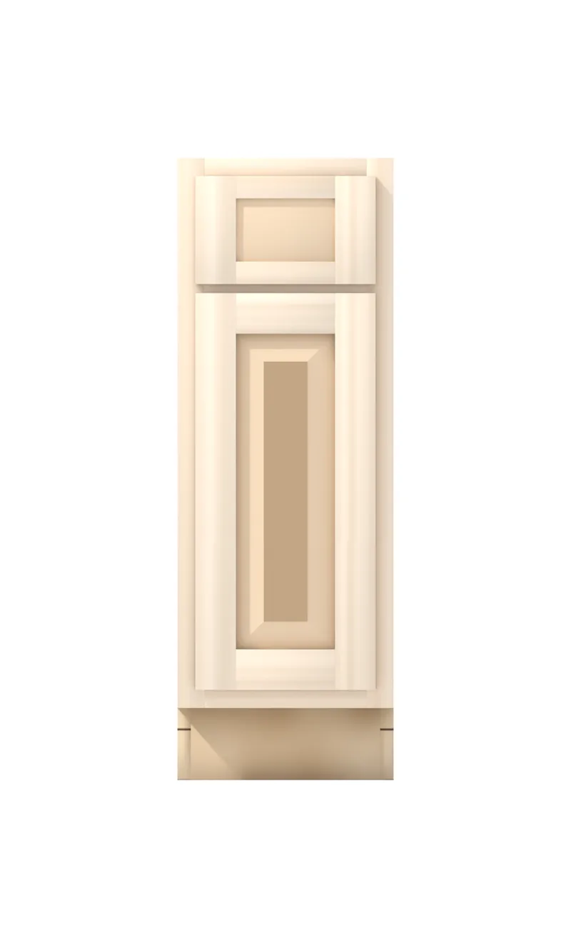 Ridgehollow 12" base, 5" drawer over a 23" door, raised panel, front view, unfinished