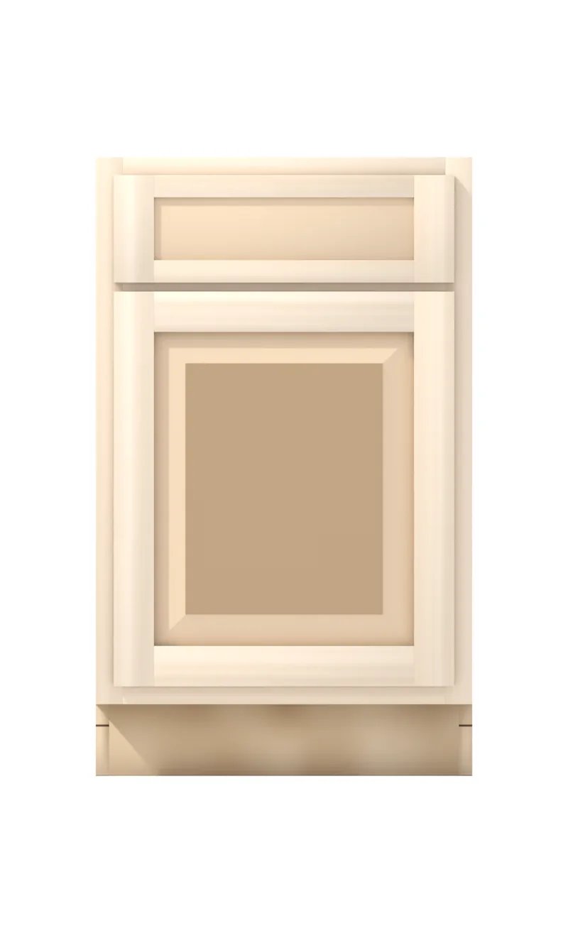 Ridgehollow 21" base, 5" drawer over a 23" door, raised panel, front view, unfinished