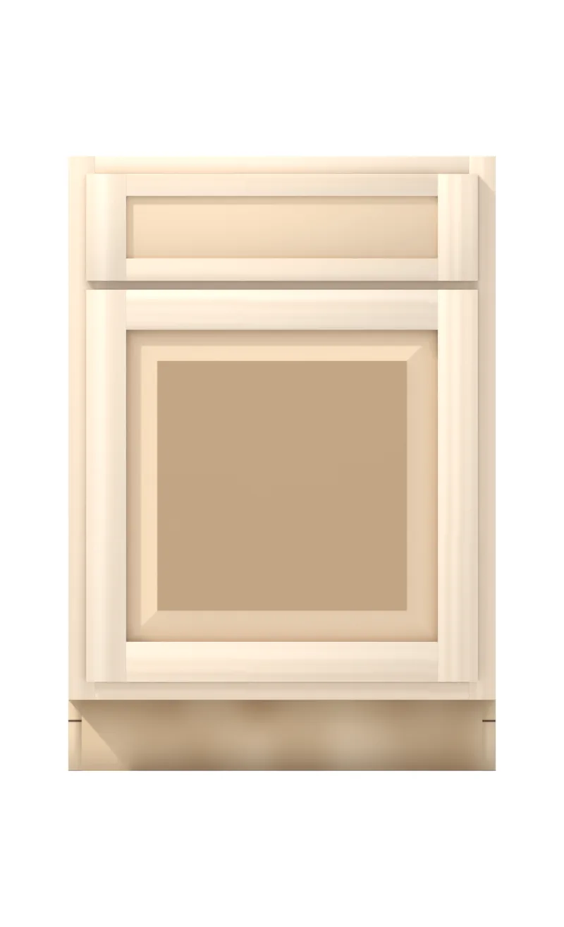 Ridgehollow 24" base, 5" drawer over a 23" door, raised panel, front view, unfinished