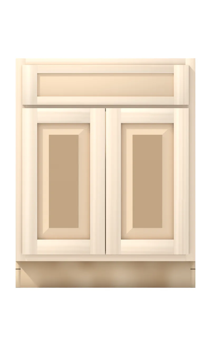 Ridgehollow 27" base, 5" drawer over two 23" doors, raised panel, front view, unfinished