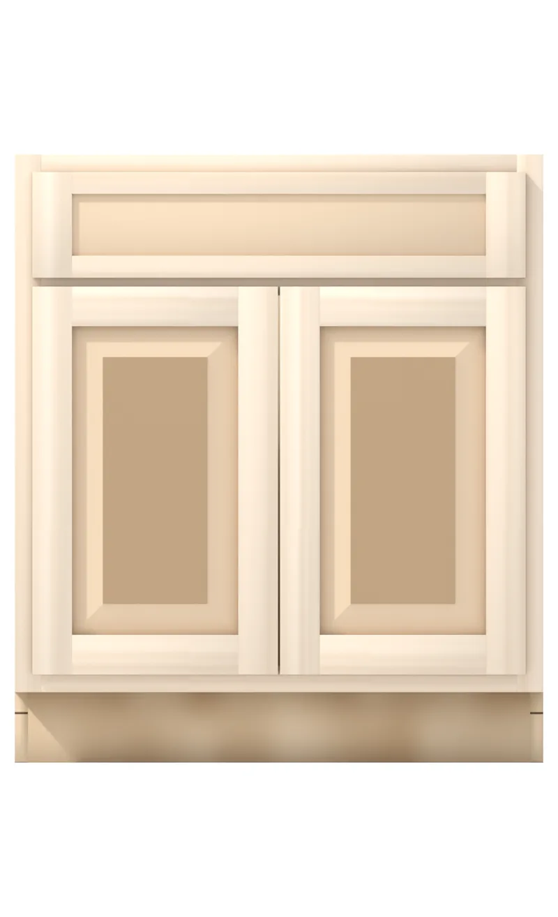 Ridgehollow 30" base, 5" drawer over two 23" doors, raised panel, front view, unfinished